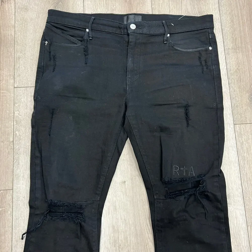 RTA Black Distressed Skinny Slim Jeans Pants size 36 B30